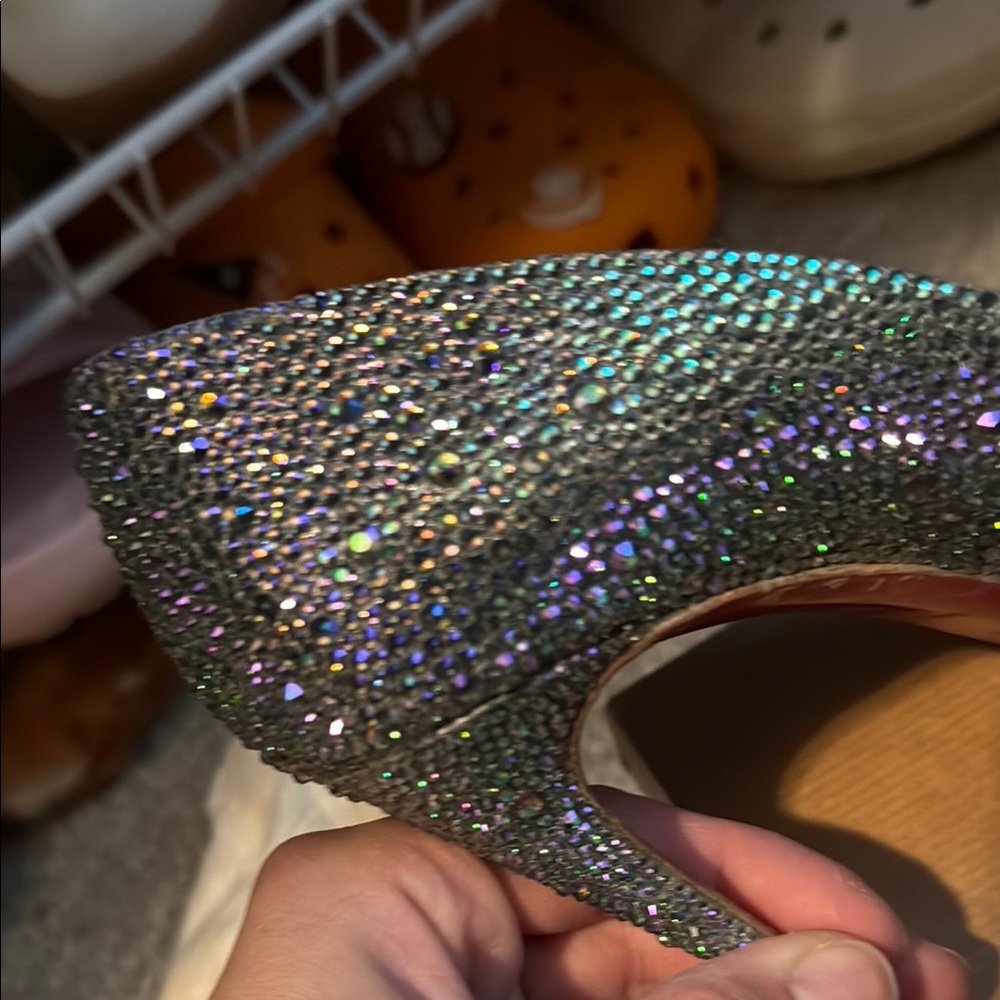 Louboutin Pigalle 100 Surde Silver High Heels - Picture 8 of 12